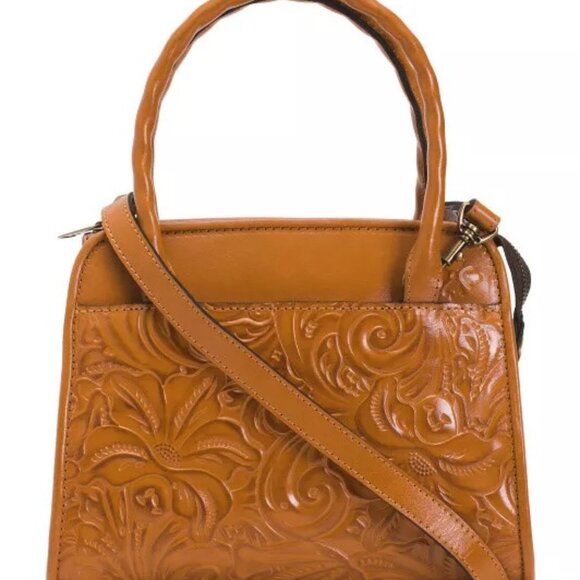 PATRICIA NASH TOOLED LEATHER PARIS SATCHEL/CROSSBODY NWT FLORENCE TAN - Picture 1 of 7